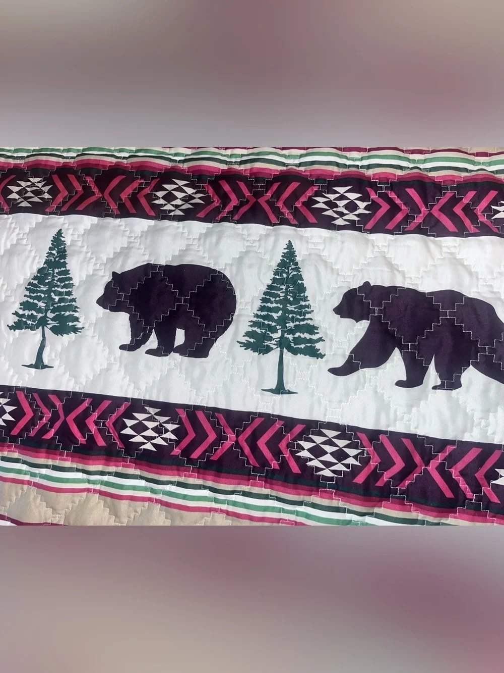 Rustic Lodge Bear and Deer Quilted Throw Blanket (50
